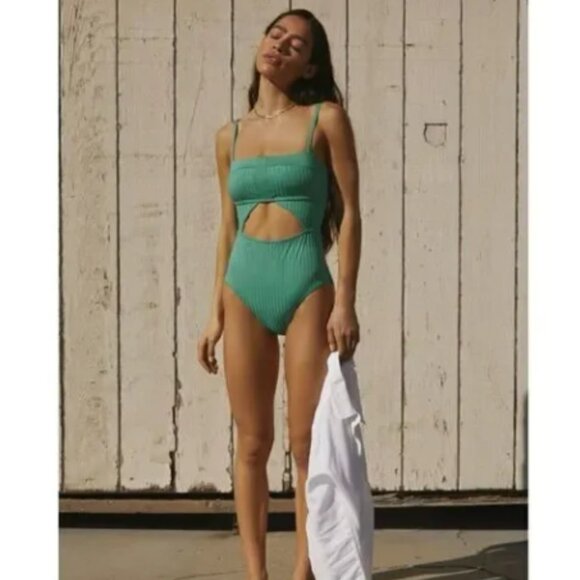 NWT Sanctuary Refresh Rib Splice Banded Mio Cut-Out One-Piece Swimsuit Size M - Picture 3 of 14